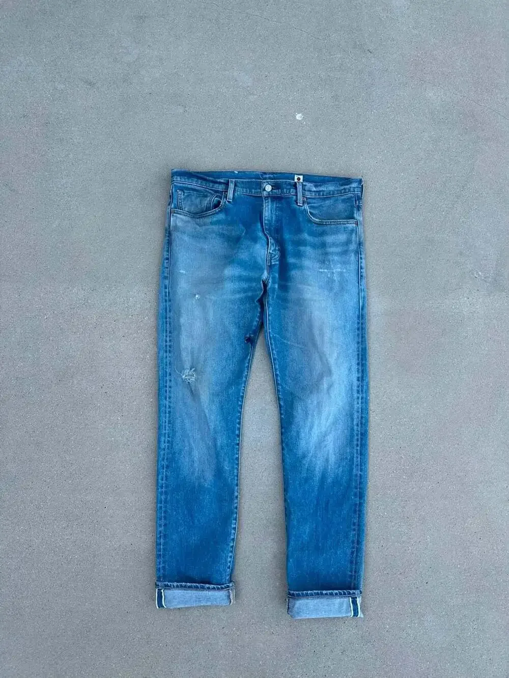 Levi's Men's Distressed Mid Wash Selvedge Denim Jeans